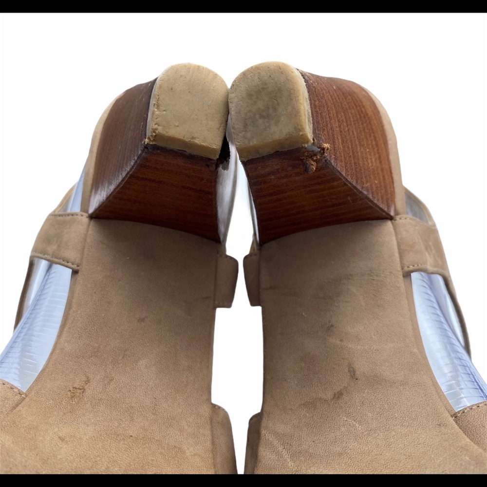 Stuart Weitzman tan swingband suede strap shoe 9.5 - Picture 11 of 13